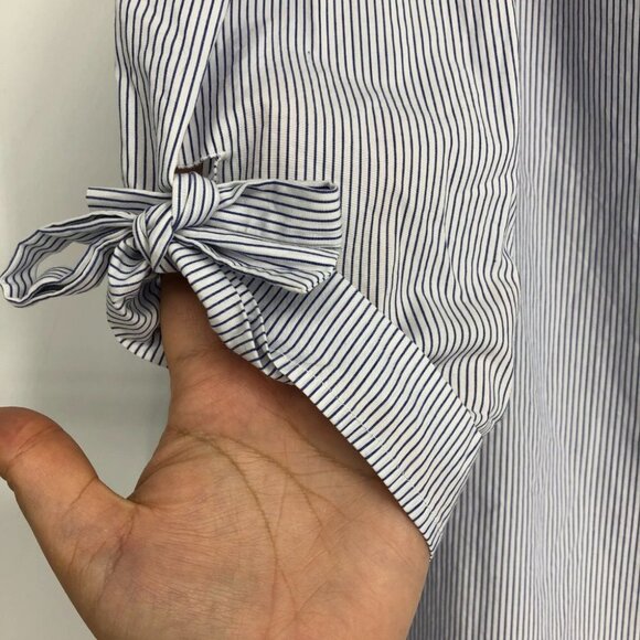 Aritzia Babaton Malik off the shoulder blouse, blue &  white stripes 100% cotton - Picture 7 of 16